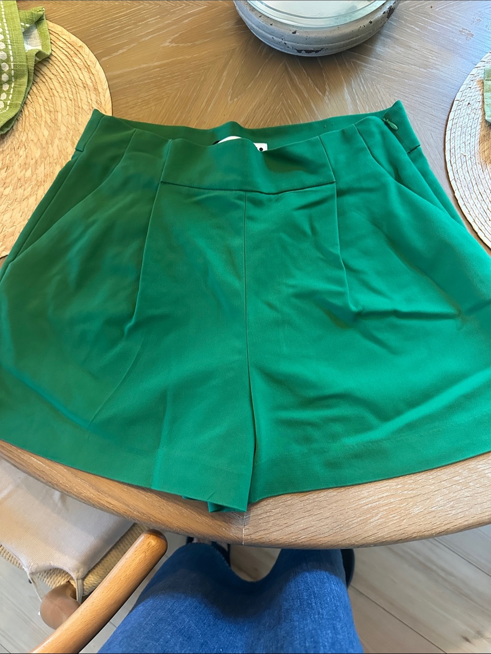 Zara Emerald Green High-Waist Tailored Shorts